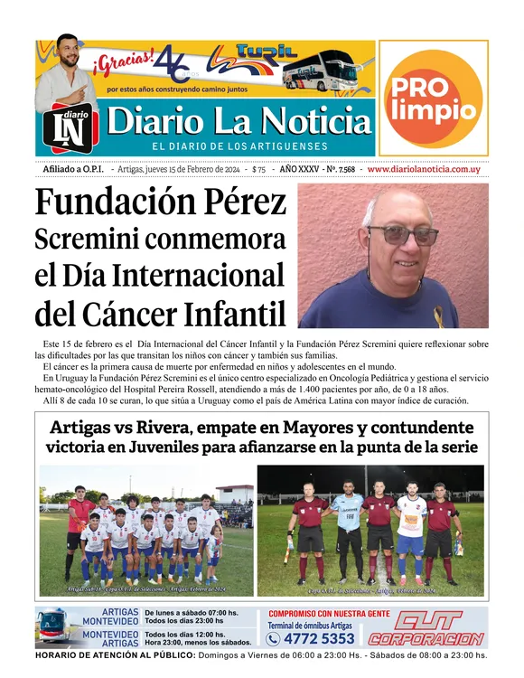 Portada del jueves 15 de febrero de 2024