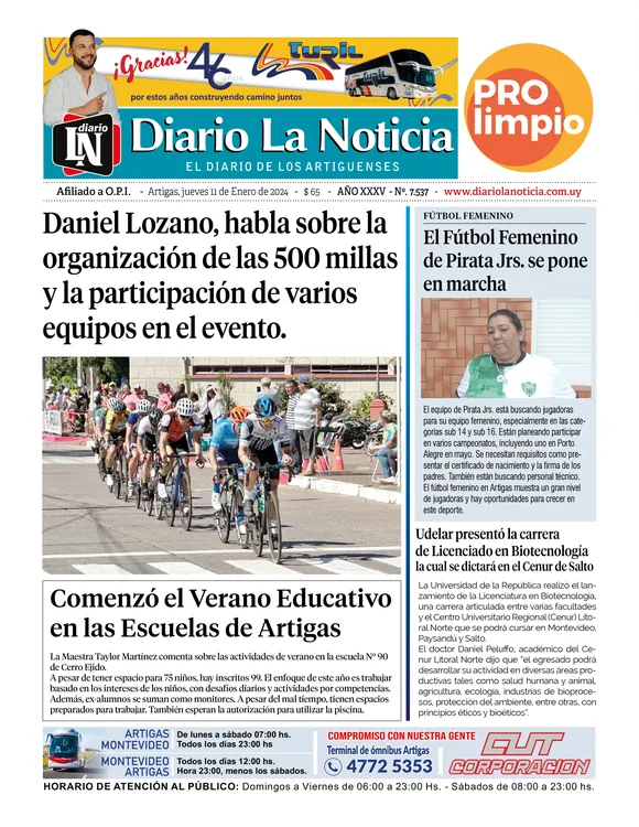 Portadad del jueves 11 de enero de 2024