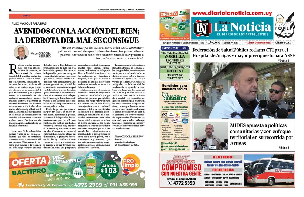 DIARIO de 12 PAGINAS TODOS LOS DIAS 26-09-2025