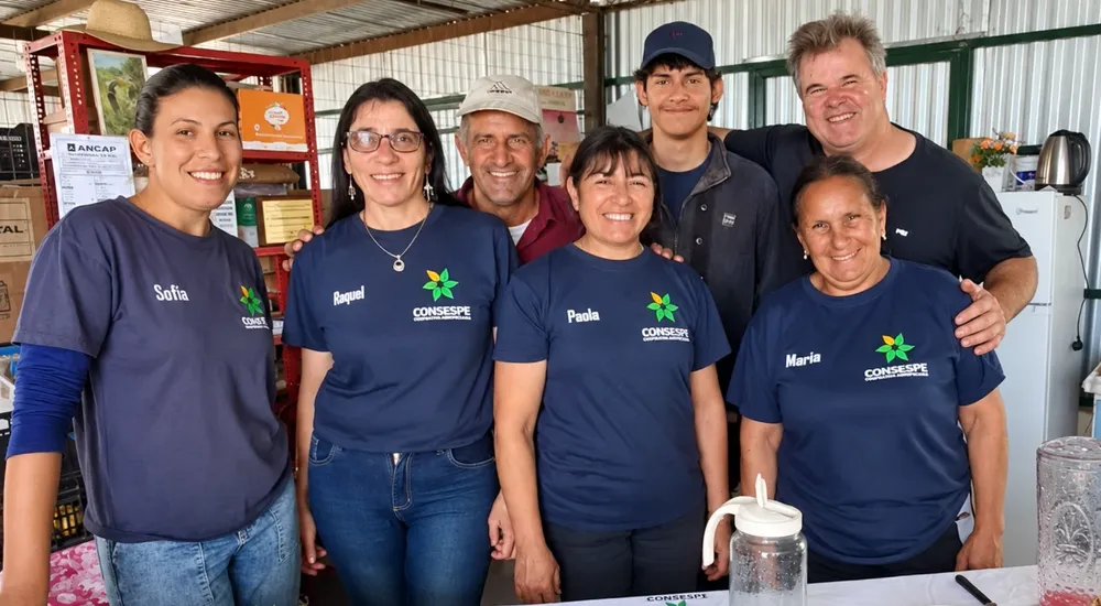 Retrato de grupo en el cobertizo