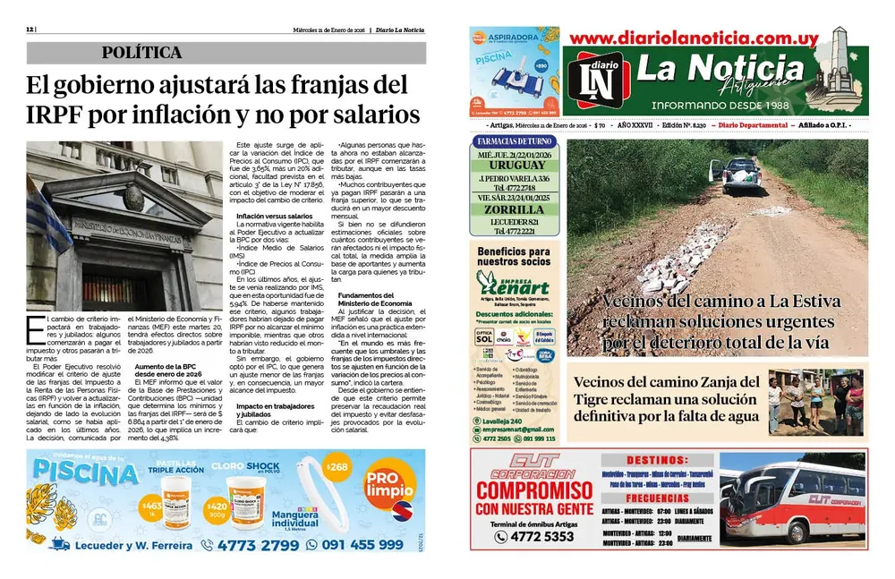DIARIO de 12 PAGINAS TODOS LOS DIAS ENERO 2026 (21-01-2026