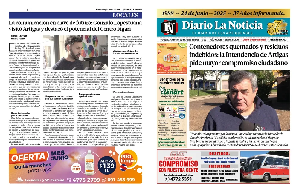 Portada del miércoles 25 de Junio de 2025