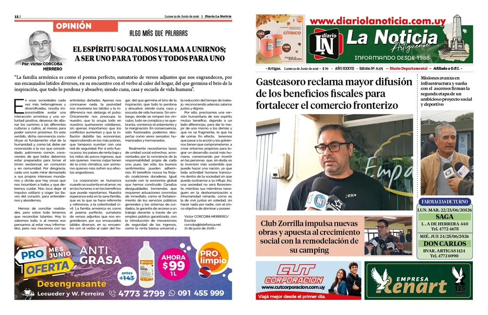 DIARIO DE TODOS LOS DIAS DE 12 PAGINAS