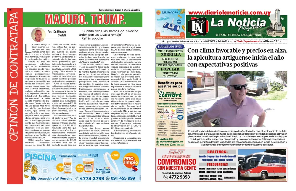 DIARIO de 12 PAGINAS TODOS LOS DIAS ENERO 2026 08-1-2026